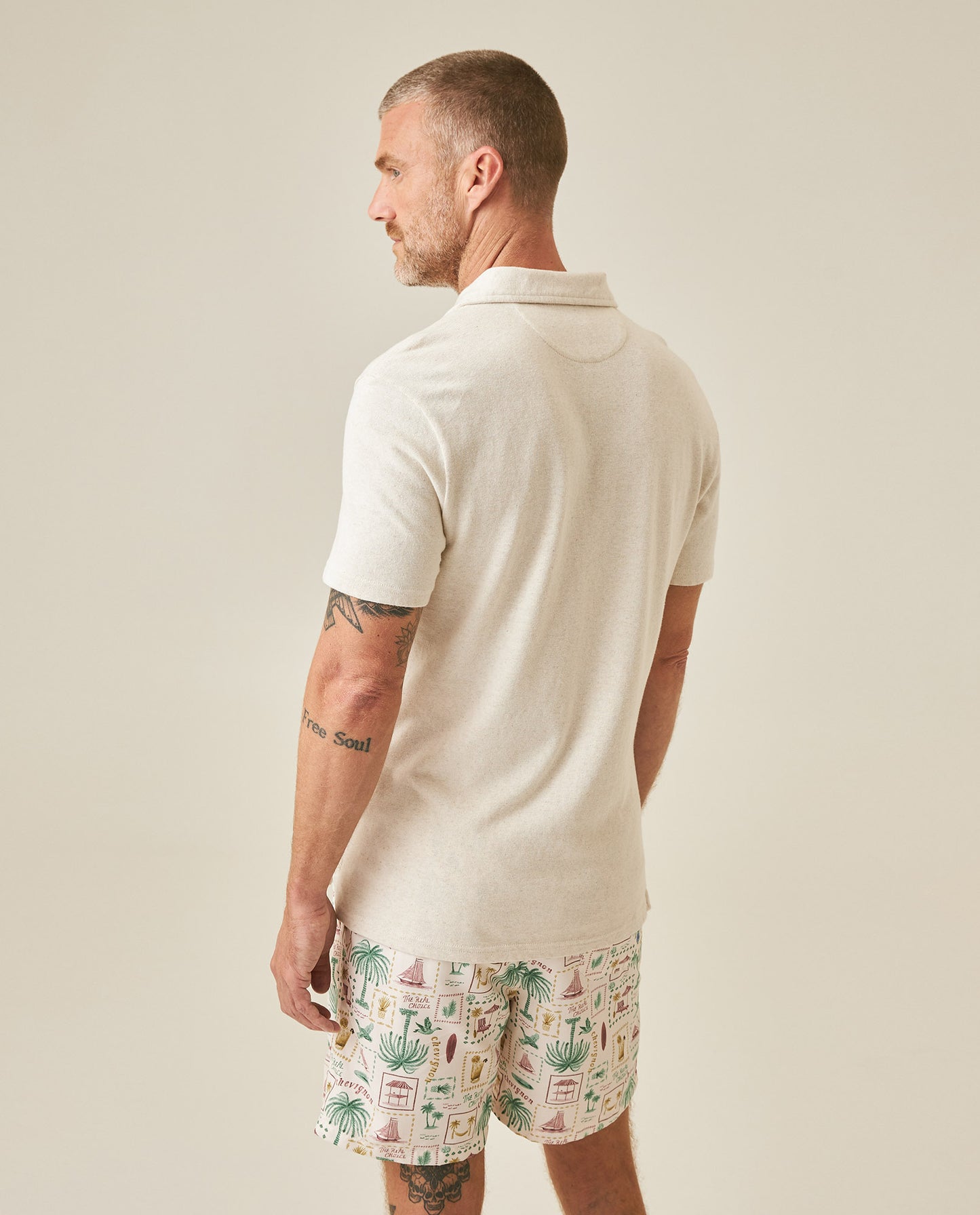 Mens Polo Shirt Slim Fit Short Sleeve Linen Piqué Cotton Viscose Linen Ribbed Seed Effect Red Vents - Raw 63_601H020_CRU110606_6