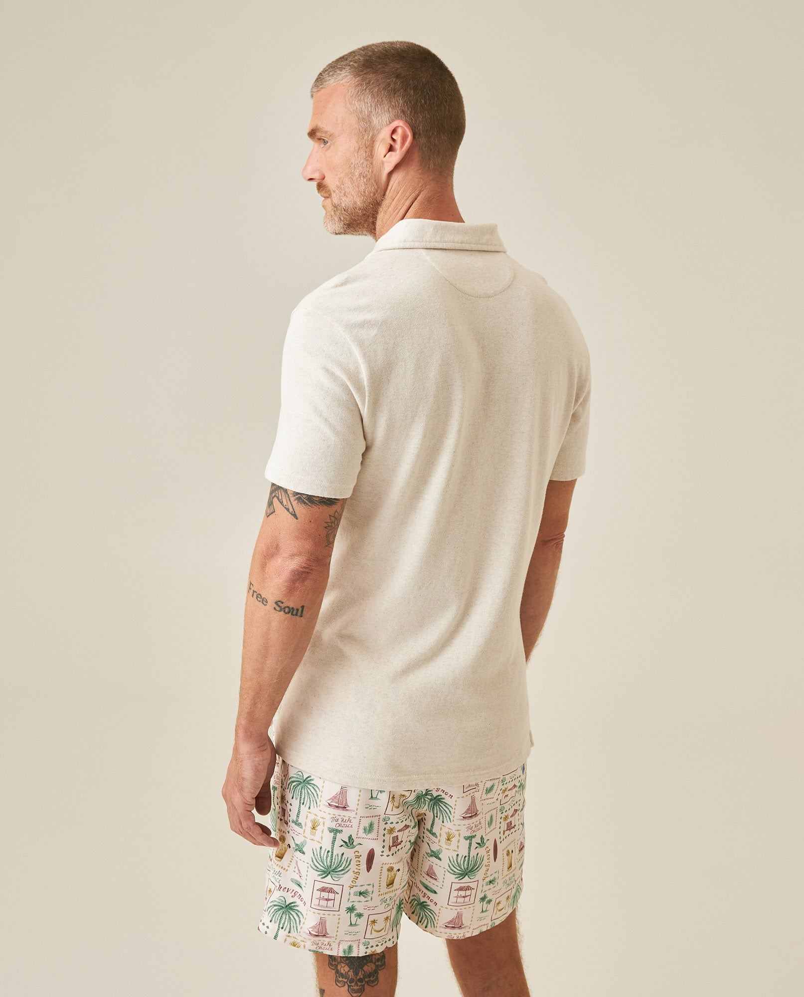 Mens Polo Shirt Slim Fit Short Sleeve Linen Piqué Cotton Viscose Linen Ribbed Seed Effect Red Vents - Raw 63_601H020_CRU110606_6