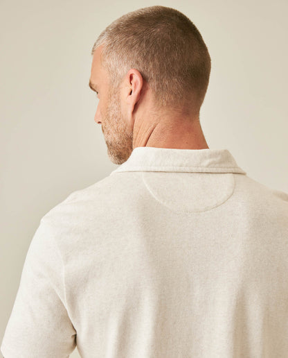 Mens Polo Shirt Slim Fit Short Sleeve Linen Piqué Cotton Viscose Linen Ribbed Seed Effect Red Vents - Raw 63_601H020_CRU110606_7