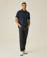 Mens Polo Shirt Slim Fit Short Sleeve Diagonal Piqué Cotton Polyester Large 1957 Embroidery Textured Button - Blue 63_601H022_AZU193924_4