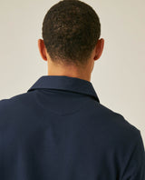 Mens Polo Shirt Slim Fit Short Sleeve Diagonal Piqué Cotton Polyester Large 1957 Embroidery Textured Button - Blue 63_601H022_AZU193924_7