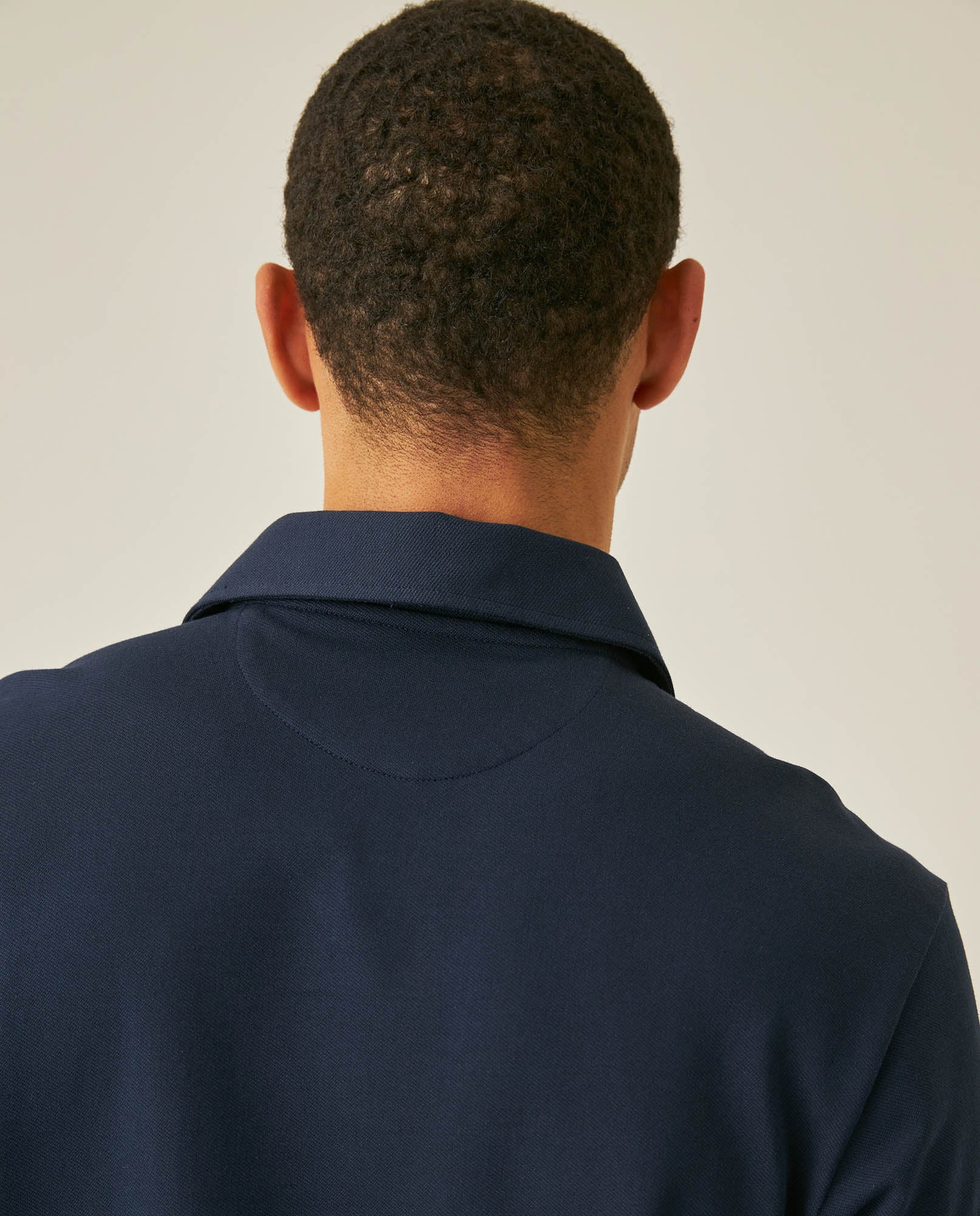 Mens Polo Shirt Slim Fit Short Sleeve Diagonal Piqué Cotton Polyester Large 1957 Embroidery Textured Button - Blue 63_601H022_AZU193924_7