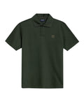 Mens Polo Shirt Slim Fit Short Sleeve Diagonal Piqué Cotton Polyester Large 1957 Embroidery Textured Button - Green 63_601H022_VER190414_3
