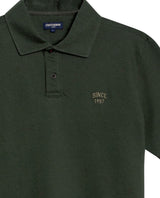 Mens Polo Shirt Slim Fit Short Sleeve Diagonal Piqué Cotton Polyester Large 1957 Embroidery Textured Button - Green 63_601H022_VER190414_8