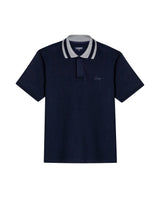 Mens Polo Shirt Slim Fit Short Sleeve Piqué Cotton Elastane Renewed Placket Contrast Block Collar - Blue 63_601H023_AZU193924_3