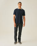 Mens Polo Shirt Slim Fit Short Sleeve Piqué Cotton Elastane Renewed Placket Contrast Block Collar - Blue 63_601H023_AZU193924_4