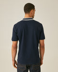 Mens Polo Shirt Slim Fit Short Sleeve Piqué Cotton Elastane Renewed Placket Contrast Block Collar - Blue 63_601H023_AZU193924_6