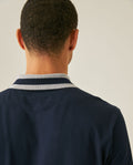 Mens Polo Shirt Slim Fit Short Sleeve Piqué Cotton Elastane Renewed Placket Contrast Block Collar - Blue 63_601H023_AZU193924_7