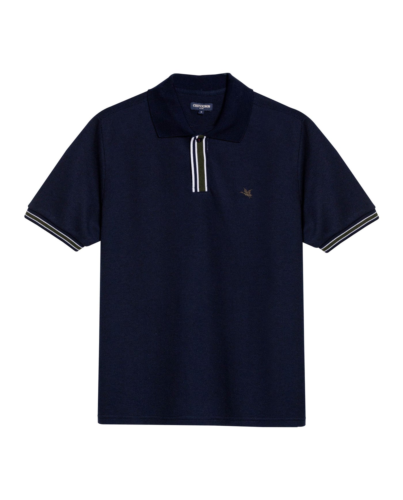 Mens Polo Shirt Slim Fit Short Sleeve Piqué Cotton Viscose Hidden Knit Placket Vibrant Stripe - Blue 63_601H024_AZU193924_3