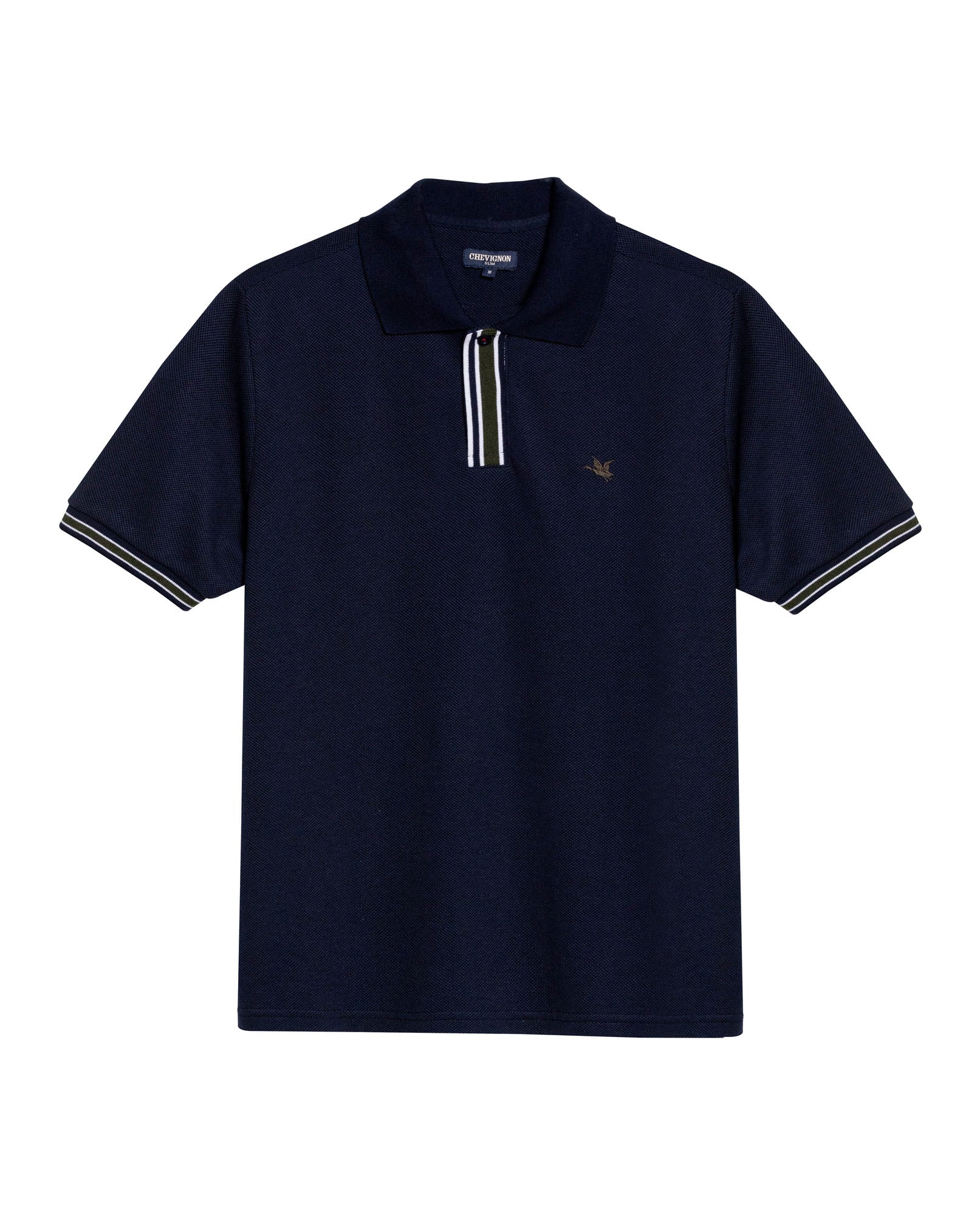 Mens Polo Shirt Slim Fit Short Sleeve Piqué Cotton Viscose Hidden Knit Placket Vibrant Stripe - Blue 63_601H024_AZU193924_3
