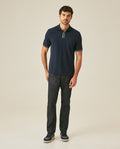Mens Polo Shirt Slim Fit Short Sleeve Piqué Cotton Viscose Hidden Knit Placket Vibrant Stripe - Blue 63_601H024_AZU193924_4