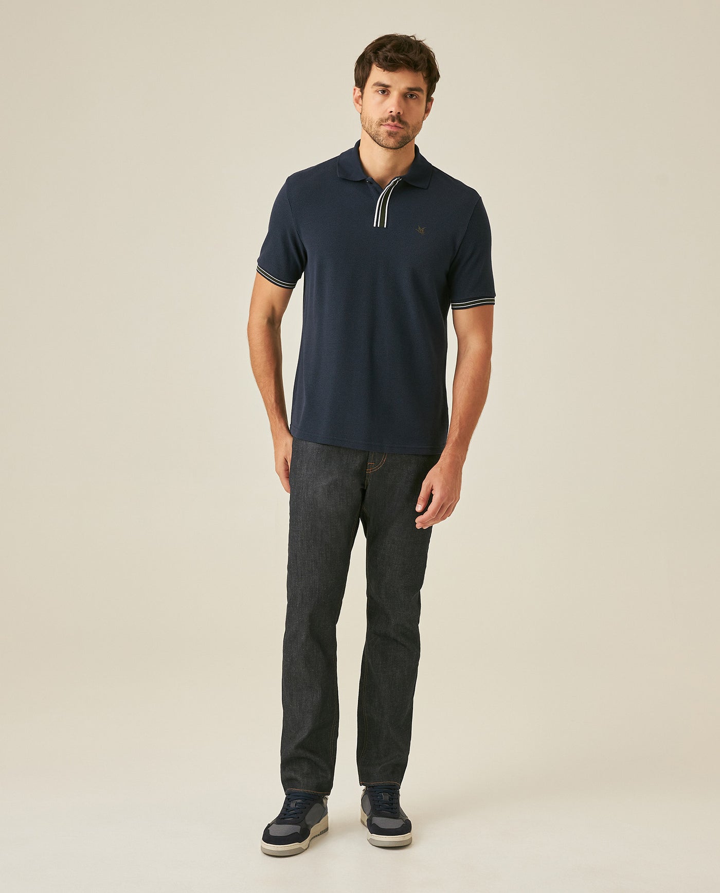Mens Polo Shirt Slim Fit Short Sleeve Piqué Cotton Viscose Hidden Knit Placket Vibrant Stripe - Blue 63_601H024_AZU193924_4