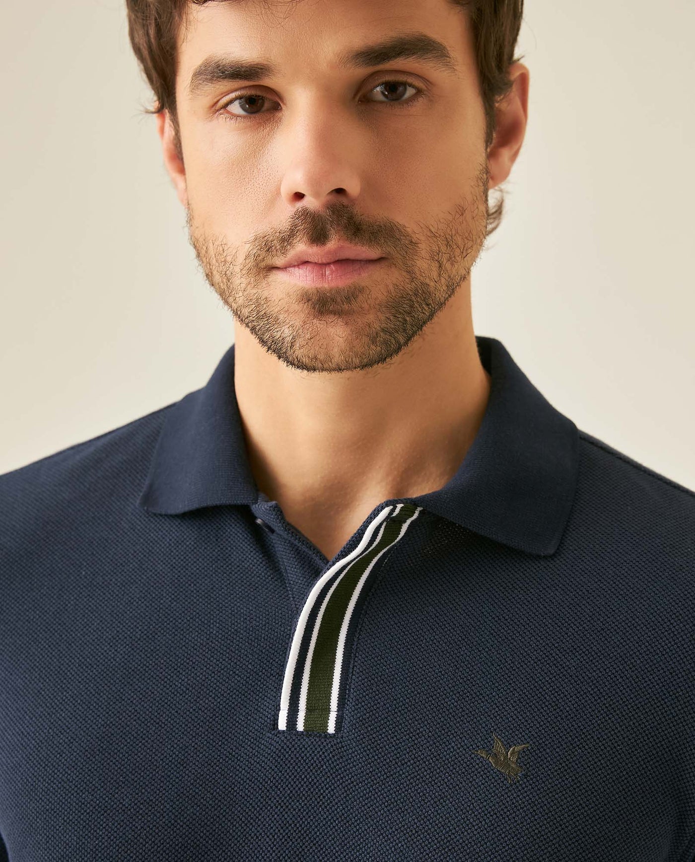 Mens Polo Shirt Slim Fit Short Sleeve Piqué Cotton Viscose Hidden Knit Placket Vibrant Stripe - Blue 63_601H024_AZU193924_5