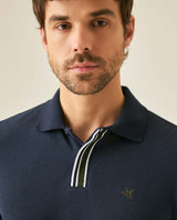 Mens Polo Shirt Slim Fit Short Sleeve Piqué Cotton Viscose Hidden Knit Placket Vibrant Stripe - Blue 63_601H024_AZU193924_5