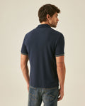 Mens Polo Shirt Slim Fit Short Sleeve Piqué Cotton Viscose Hidden Knit Placket Vibrant Stripe - Blue 63_601H024_AZU193924_6