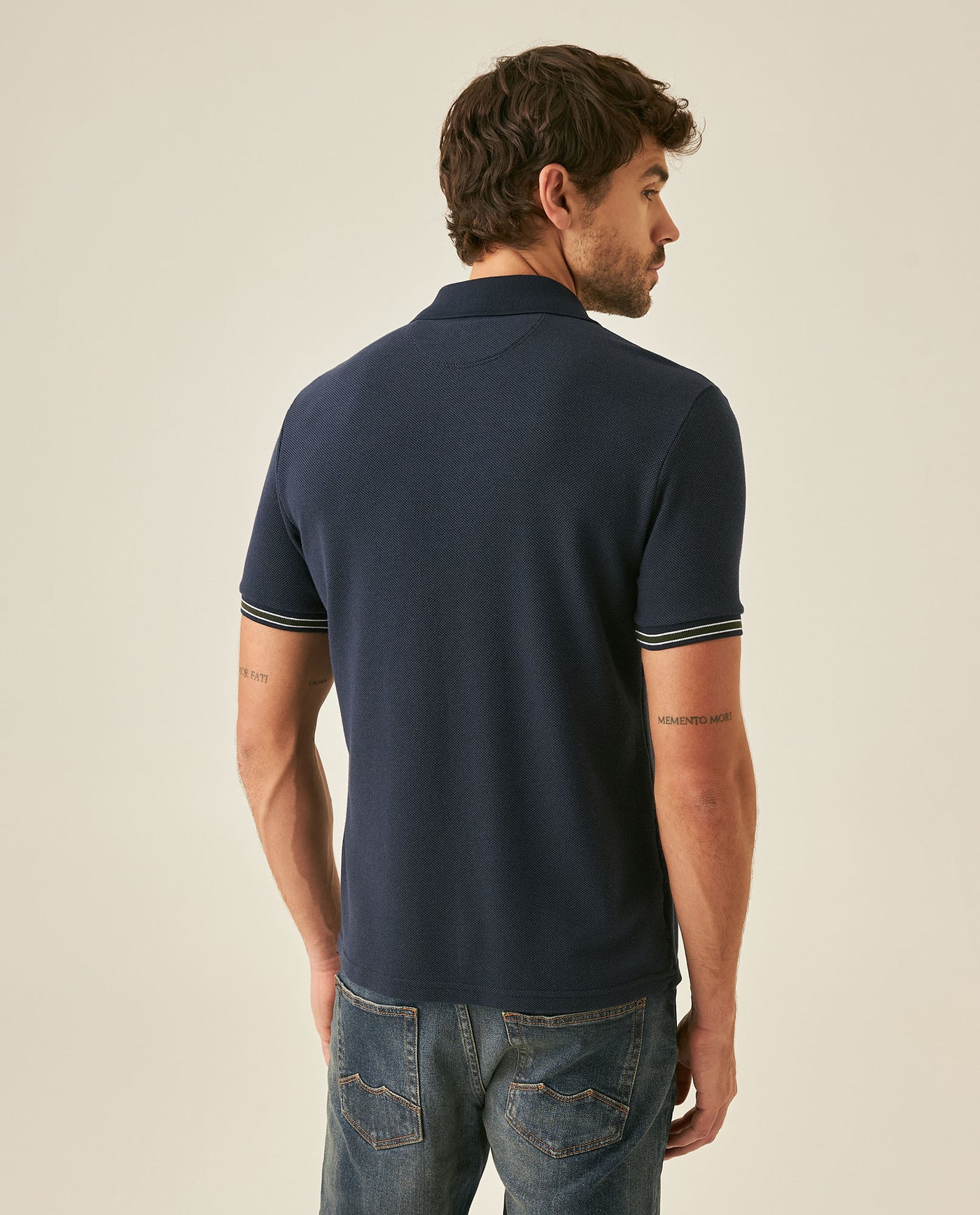 Mens Polo Shirt Slim Fit Short Sleeve Piqué Cotton Viscose Hidden Knit Placket Vibrant Stripe - Blue 63_601H024_AZU193924_6