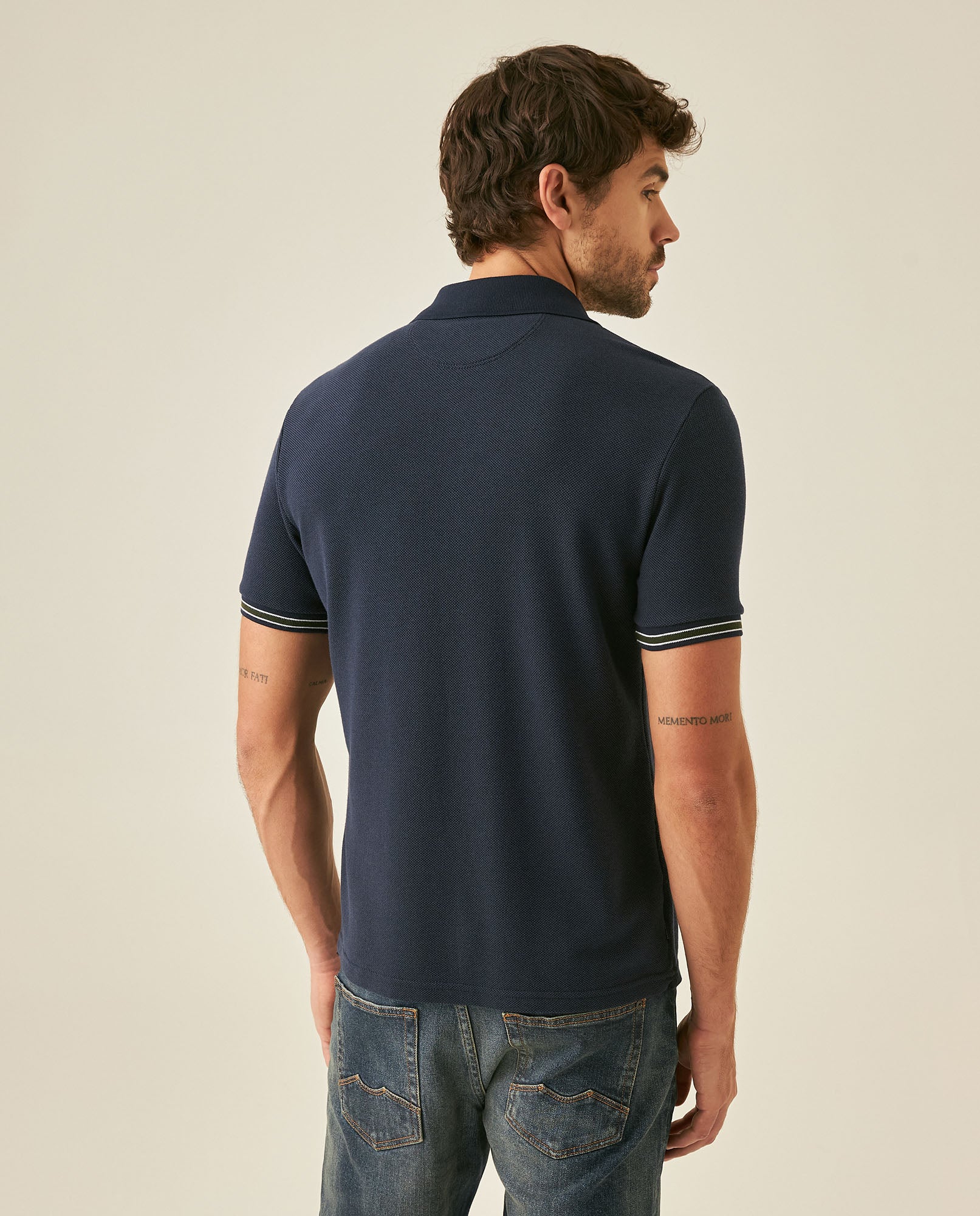 Mens Polo Shirt Slim Fit Short Sleeve Piqué Cotton Viscose Hidden Knit Placket Vibrant Stripe - Blue 63_601H024_AZU193924_6