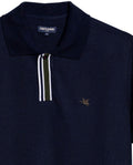 Mens Polo Shirt Slim Fit Short Sleeve Piqué Cotton Viscose Hidden Knit Placket Vibrant Stripe - Blue 63_601H024_AZU193924_8