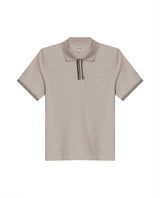Mens Polo Shirt Slim Fit Short Sleeve Piqué Cotton Viscose Hidden Knit Placket Vibrant Stripe - Beige 63_601H024_BEI161010_0