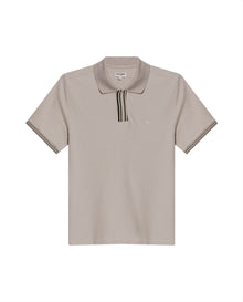 Mens Polo Shirt Slim Fit Short Sleeve Piqué Cotton Viscose Hidden Knit Placket Vibrant Stripe - Beige 63_601H024_BEI161010_0
