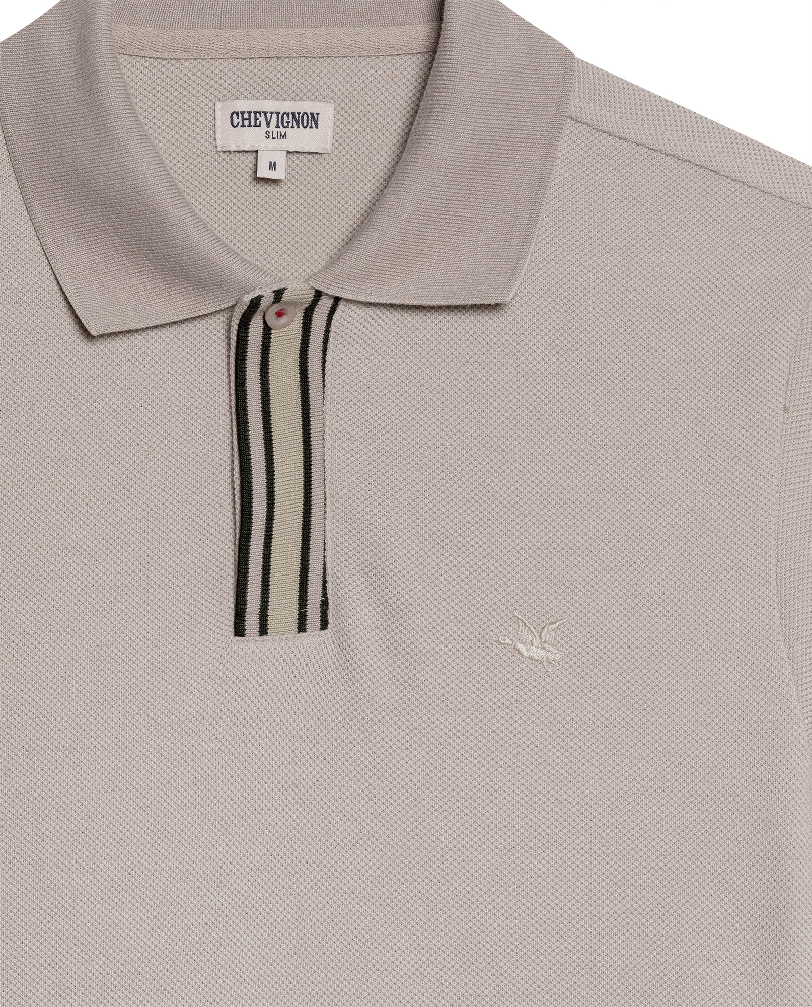 Mens Polo Shirt Slim Fit Short Sleeve Piqué Cotton Viscose Hidden Knit Placket Vibrant Stripe - Beige 63_601H024_BEI161010_3