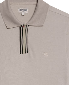 Mens Polo Shirt Slim Fit Short Sleeve Piqué Cotton Viscose Hidden Knit Placket Vibrant Stripe - Beige 63_601H024_BEI161010_3