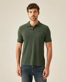 Mens Polo Shirt Slim Fit Short Sleeve Piqué Cotton Viscose Hidden Knit Placket Vibrant Stripe - Green 63_601H024_VER190509_0