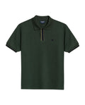 Mens Polo Shirt Slim Fit Short Sleeve Piqué Cotton Viscose Hidden Knit Placket Vibrant Stripe - Green 63_601H024_VER190509_3