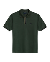 Mens Polo Shirt Slim Fit Short Sleeve Piqué Cotton Viscose Hidden Knit Placket Vibrant Stripe - Green 63_601H024_VER190509_3