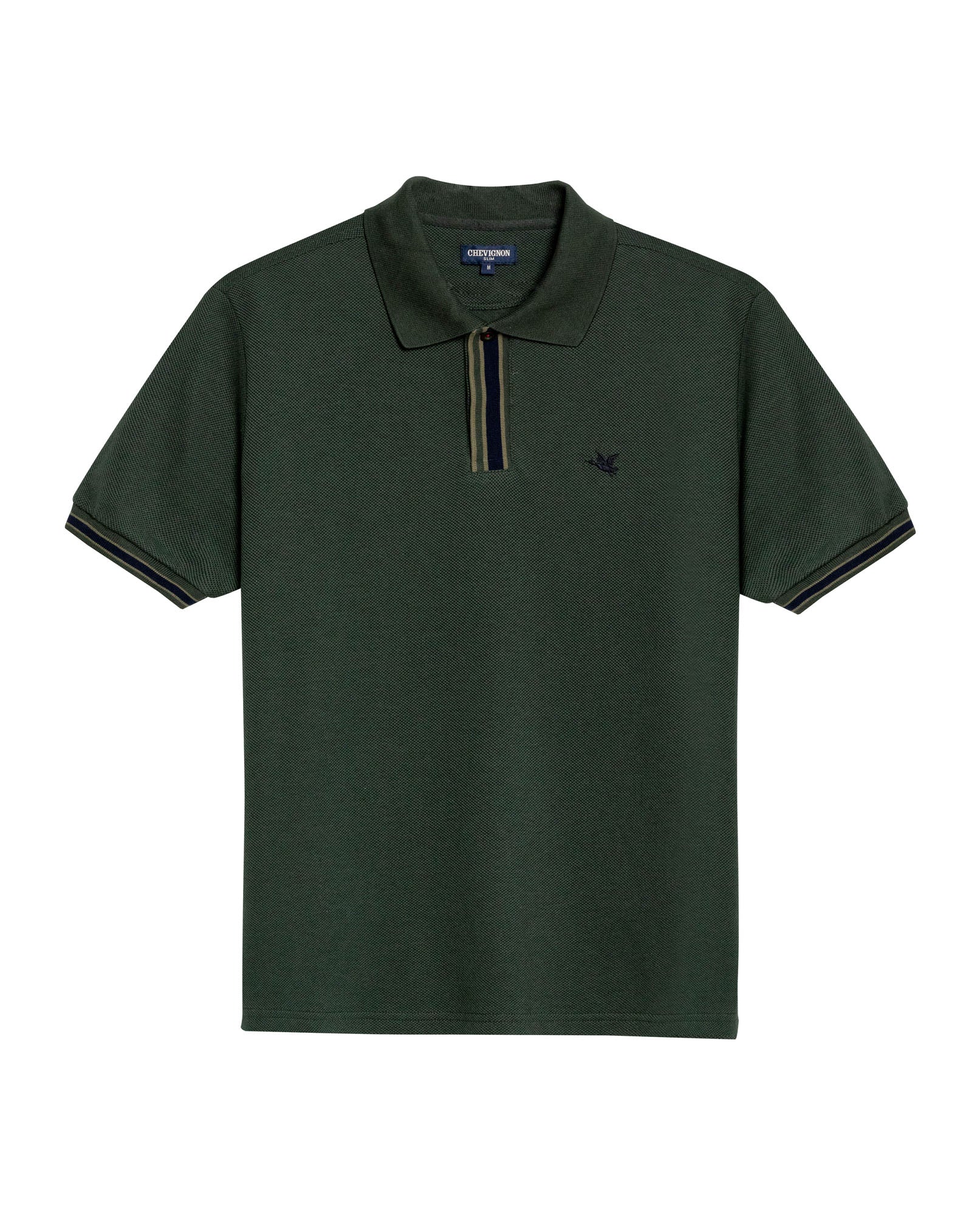 Mens Polo Shirt Slim Fit Short Sleeve Piqué Cotton Viscose Hidden Knit Placket Vibrant Stripe - Green 63_601H024_VER190509_3