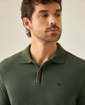 Mens Polo Shirt Slim Fit Short Sleeve Piqué Cotton Viscose Hidden Knit Placket Vibrant Stripe - Green 63_601H024_VER190509_5