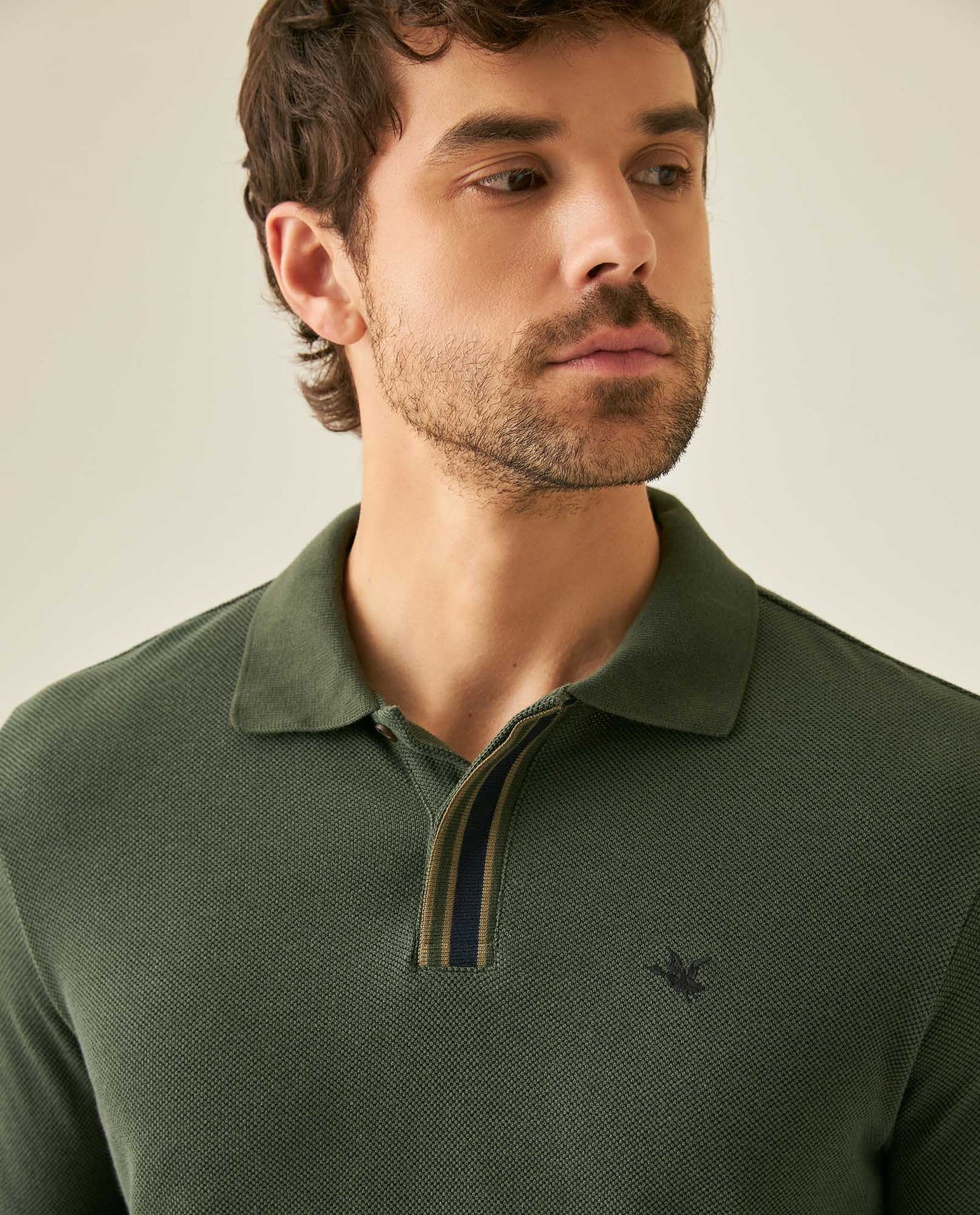 Mens Polo Shirt Slim Fit Short Sleeve Piqué Cotton Viscose Hidden Knit Placket Vibrant Stripe - Green 63_601H024_VER190509_5