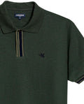 Mens Polo Shirt Slim Fit Short Sleeve Piqué Cotton Viscose Hidden Knit Placket Vibrant Stripe - Green 63_601H024_VER190509_8