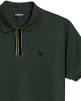 Mens Polo Shirt Slim Fit Short Sleeve Piqué Cotton Viscose Hidden Knit Placket Vibrant Stripe - Green 63_601H024_VER190509_8