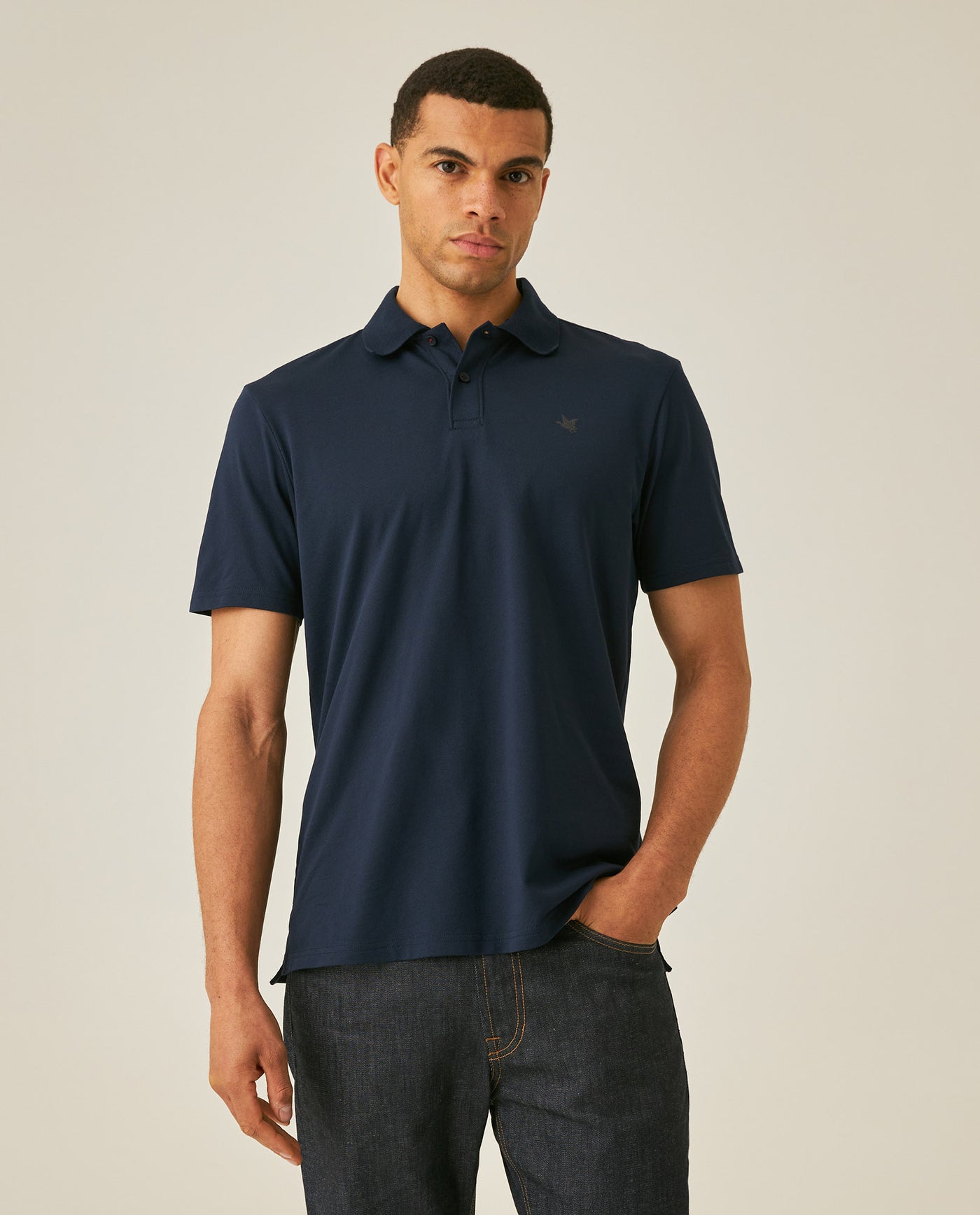 Mens Polo Shirt Slim Fit Short Sleeve Sanforized Cotton Polyester Elastane Premium Soft Hand - Blue 63_601H025_AZU193924_0