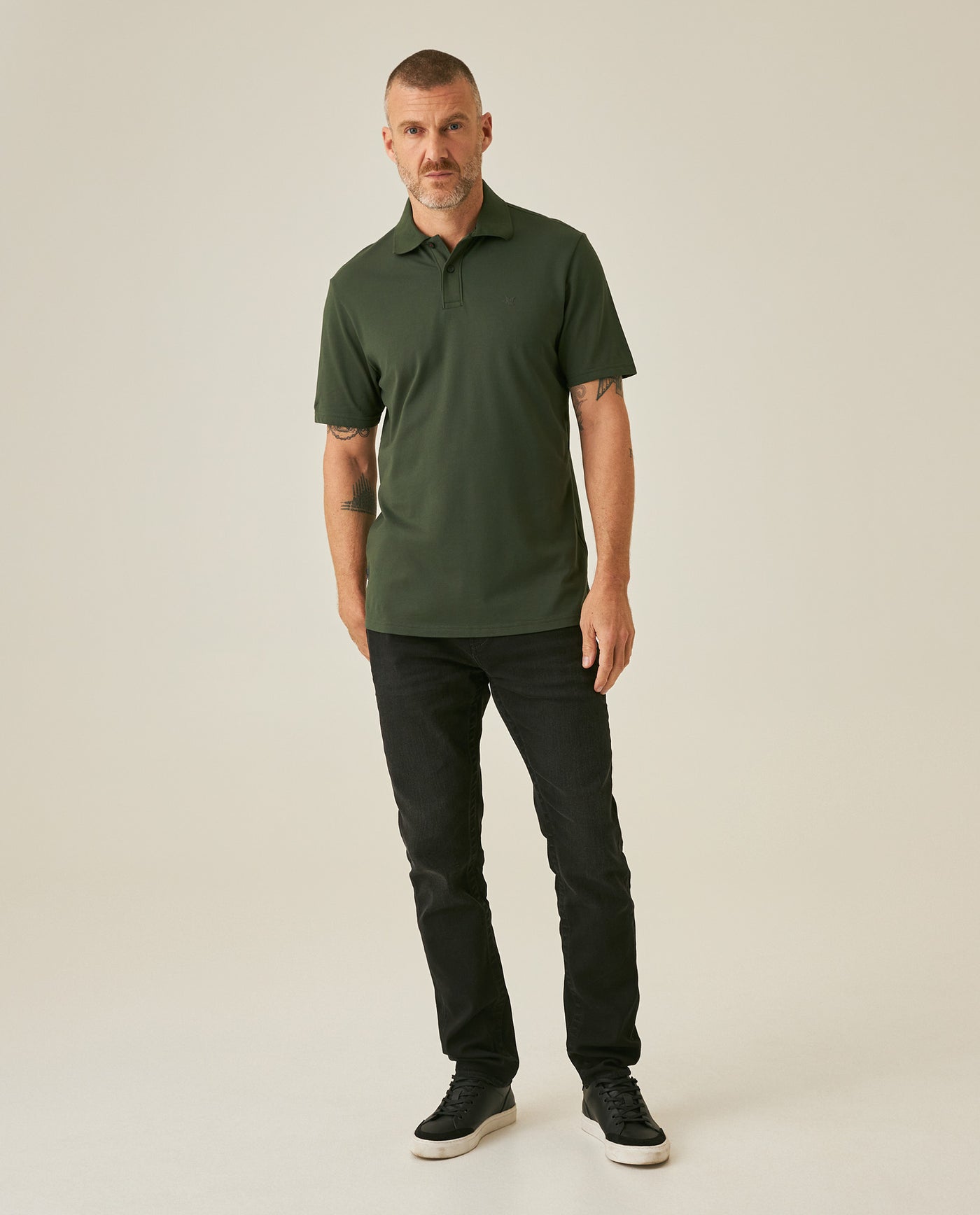 Mens Polo Shirt Slim Fit Short Sleeve Sanforized Cotton Polyester Elastane Premium Soft Hand - Green 63_601H025_VER190414_4