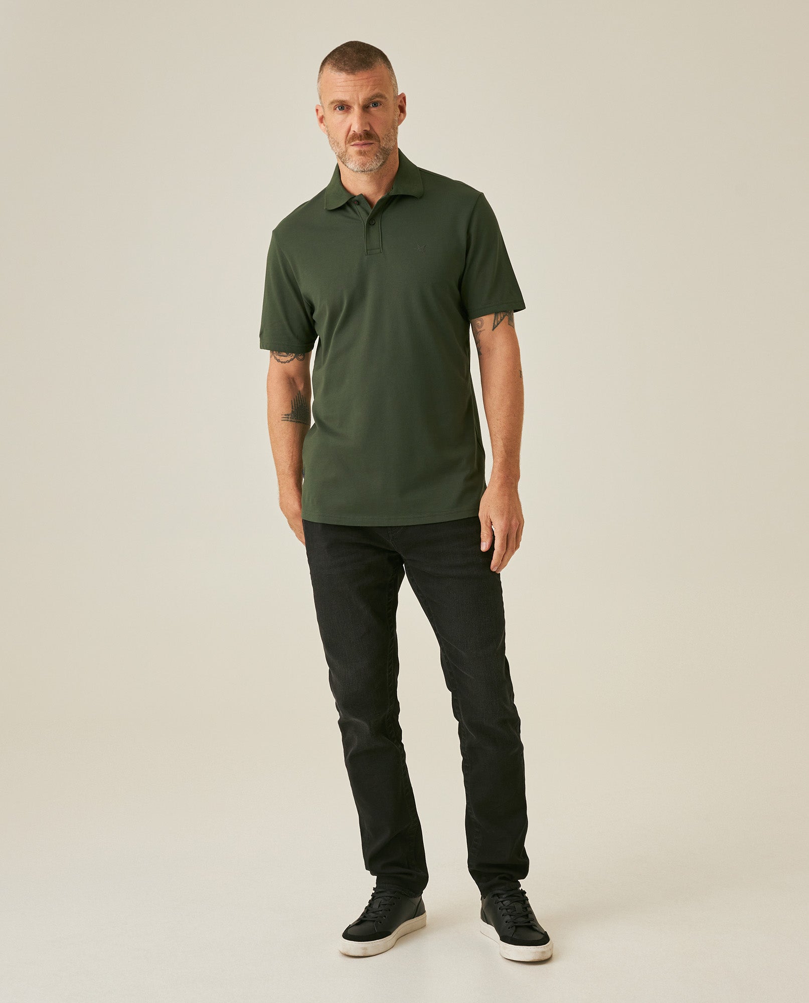 Mens Polo Shirt Slim Fit Short Sleeve Sanforized Cotton Polyester Elastane Premium Soft Hand - Green 63_601H025_VER190414_4