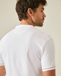 Mens Polo Shirt Slim Fit Mandarin Collar Short Sleeve Piqué Cotton Elastane Contrast Bias Details - White 63_601H027_BLA110601_7