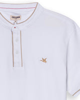 Mens Polo Shirt Slim Fit Mandarin Collar Short Sleeve Piqué Cotton Elastane Contrast Bias Details - White 63_601H027_BLA110601_8