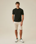 Mens Polo Shirt Slim Fit Mandarin Collar Short Sleeve Piqué Cotton Elastane Contrast Bias Details - Black 63_601H027_NEG194007_4