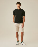 Mens Polo Shirt Slim Fit Mandarin Collar Short Sleeve Piqué Cotton Elastane Contrast Bias Details - Black 63_601H027_NEG194007_4