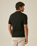 Mens Polo Shirt Slim Fit Mandarin Collar Short Sleeve Piqué Cotton Elastane Contrast Bias Details - Black 63_601H027_NEG194007_6