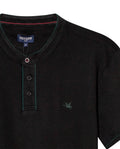 Mens Polo Shirt Slim Fit Mandarin Collar Short Sleeve Piqué Cotton Elastane Contrast Bias Details - Black 63_601H027_NEG194007_8