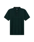 Mens Polo Shirt Slim Fit Mandarin Collar Short Sleeve Piqué Cotton Elastane Contrast Bias Details - Dark Green 63_601H027_VER195406_3