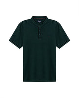 Mens Polo Shirt Slim Fit Mandarin Collar Short Sleeve Piqué Cotton Elastane Contrast Bias Details - Dark Green 63_601H027_VER195406_3