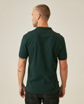 Mens Polo Shirt Slim Fit Mandarin Collar Short Sleeve Piqué Cotton Elastane Contrast Bias Details - Dark Green 63_601H027_VER195406_6