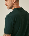 Mens Polo Shirt Slim Fit Mandarin Collar Short Sleeve Piqué Cotton Elastane Contrast Bias Details - Dark Green 63_601H027_VER195406_7