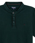 Mens Polo Shirt Slim Fit Mandarin Collar Short Sleeve Piqué Cotton Elastane Contrast Bias Details - Dark Green 63_601H027_VER195406_8