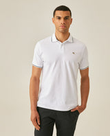 Mens Polo Shirt Classic Fit Short Sleeve Piqué Cotton Elastane Multiple Contrast Details Vibrant Duck - White 63_601H028_BLA110601_0