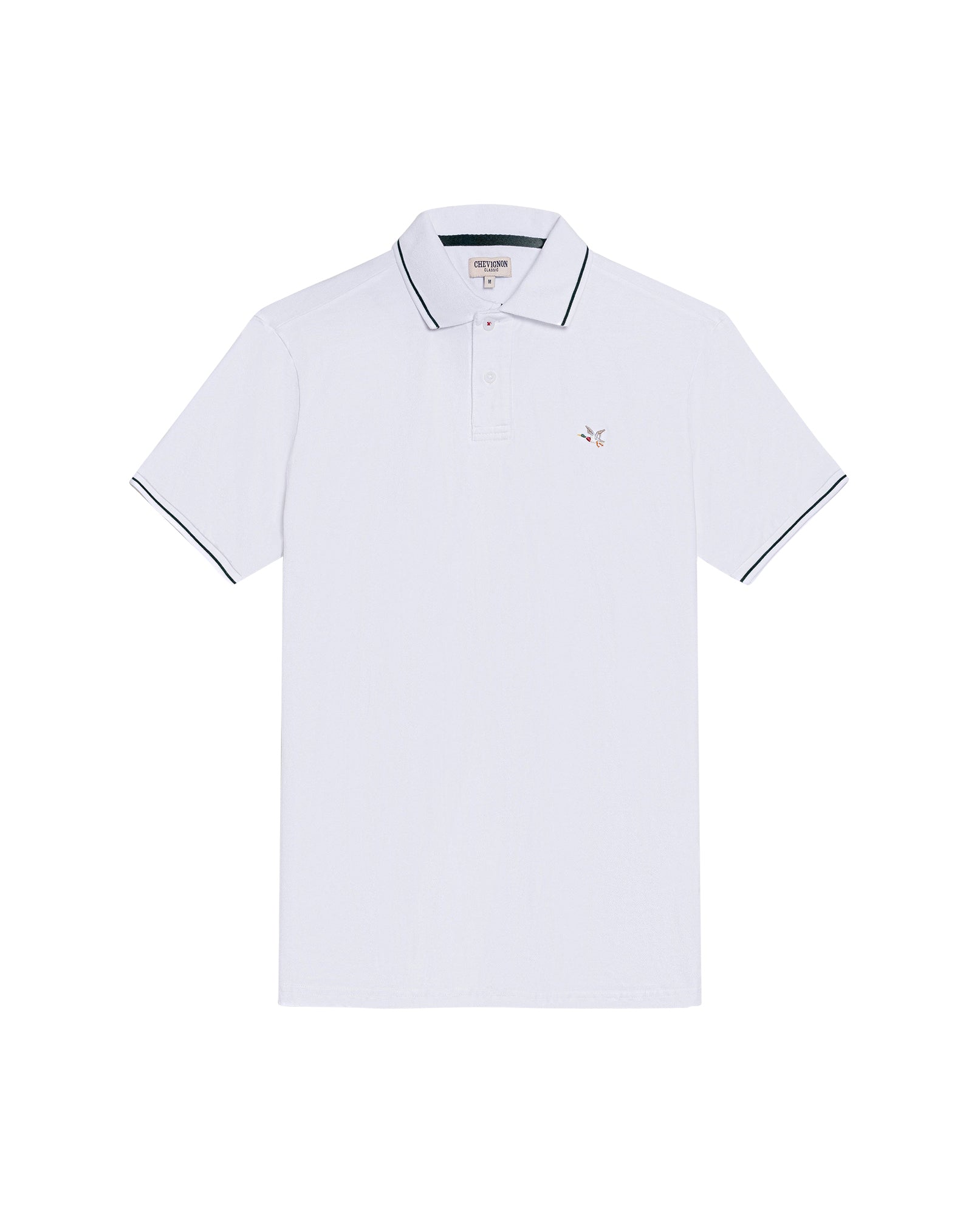 Mens Polo Shirt Classic Fit Short Sleeve Piqué Cotton Elastane Multiple Contrast Details Vibrant Duck - White 63_601H028_BLA110601_3